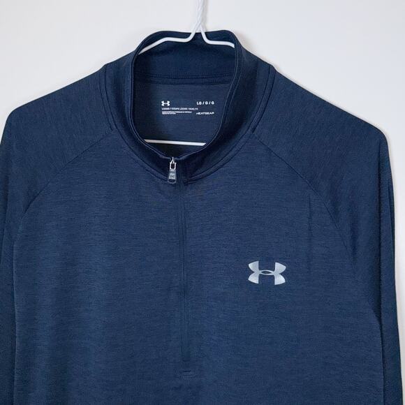 Under Armour Mens 1/4 Zip Pullover Large Blue Long Sleeve Training lightweight - Picture 5 of 9